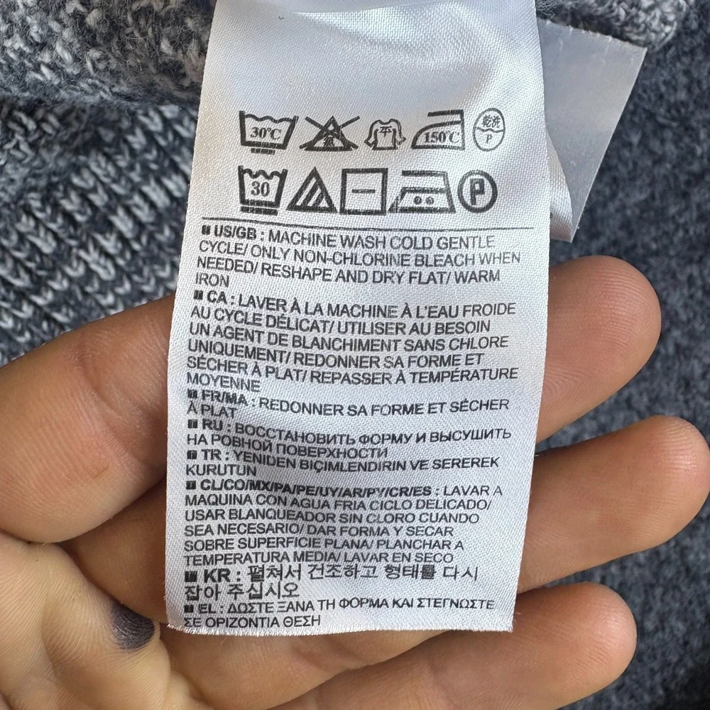 Banana Republic Sweater Mens Large White Gray Marled Cotton Mock Neck Pullover